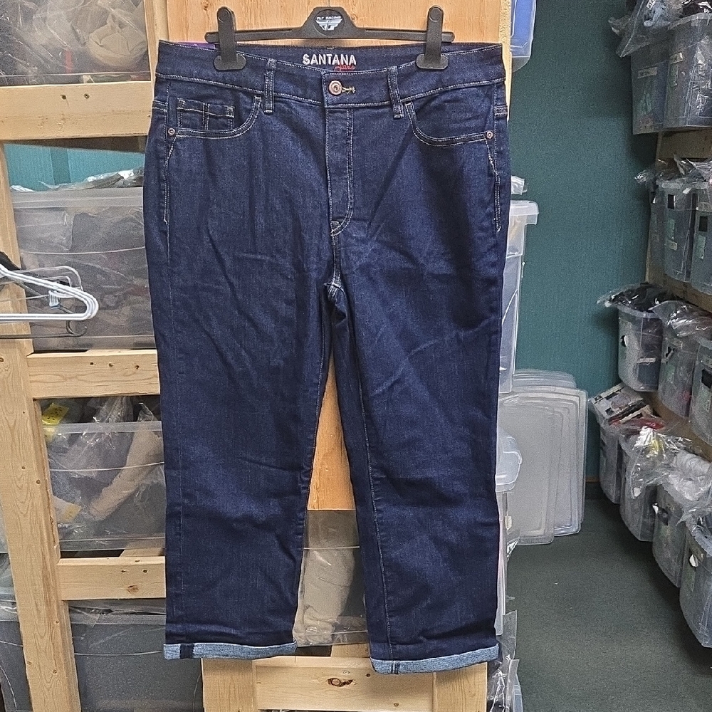 Santana Jeans Size 14 Dark Wash Mid Rise Classic Straight Capri Jean